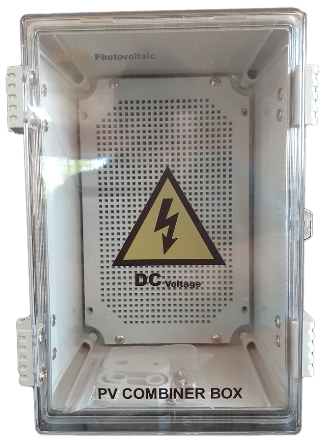 Inge: DC PV Combiner Box with Transparent Cover - (PC / IP66) - 300mm x 200mm x 160mm (PB-I-30-20-16-PC)