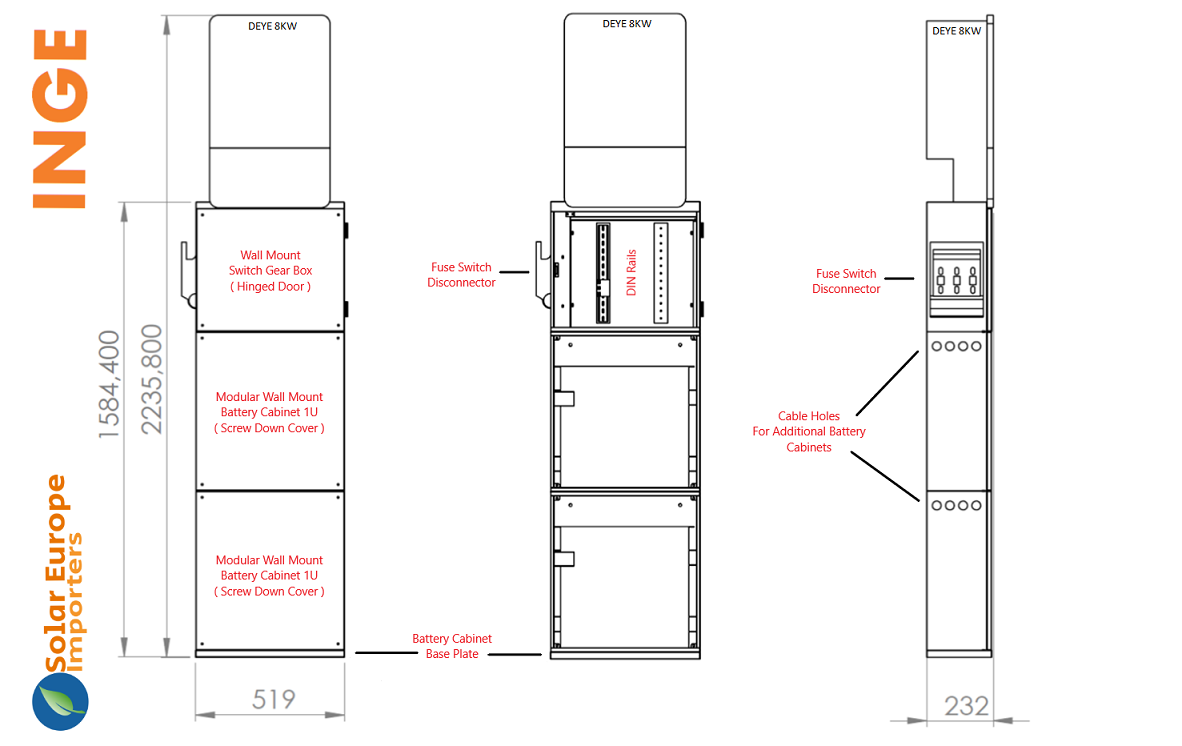 Inge: Deye 8KW/12KW Inverter Wall Mount Battery Box (Inge-Deye-8KW/12KW-BB) - Image 5