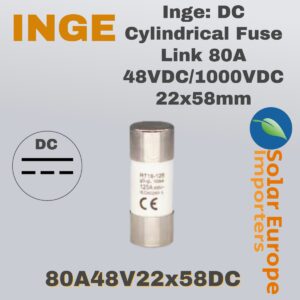 Inge: DC Cylindrical Fuse Link 80A 48VDC/1000VDC 22x58mm (80A48V22x58DC)