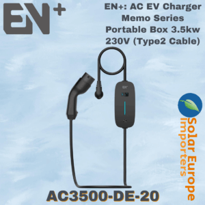 EN+: AC EV Charger Memo Series Portable Box 3.5kw 230V (Type2 Cable) (AC3500-DE-20)