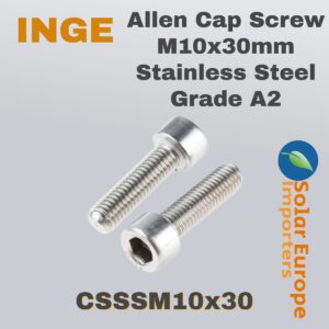 Allen Cap Screw M10x30mm Stainless Steel Grade A2 (CSSSM10x30)