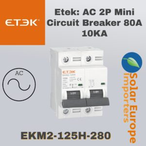 Etek: AC 2P Mini Circuit Breaker 80A 10KA (EKM2-125H-280)