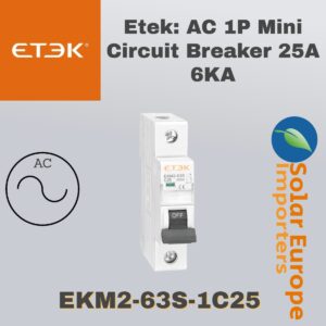 Etek: AC 1P Mini Circuit Breaker 25A 6KA (EKM3-63-1C25)
