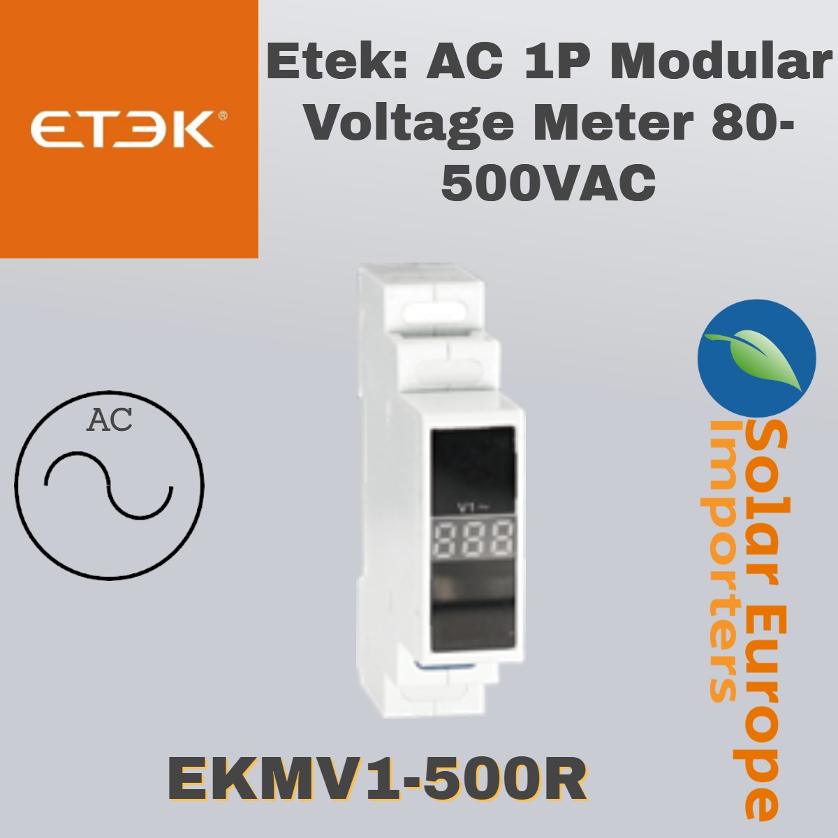 Etek: AC 1P Modular Voltage Meter 80-500VAC (EKMV1-500R)