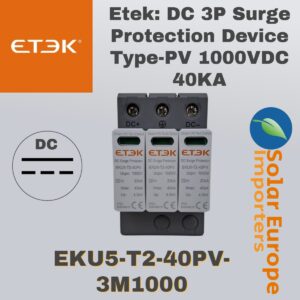 Etek: DC 3P Surge Protection Device Type-PV 1000VDC 40KA (EKU5-T2-40PV-3M1000)