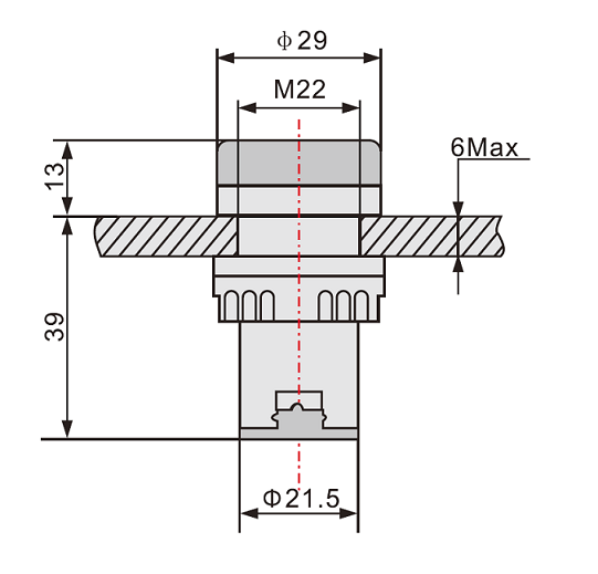 Etek: AC LED Indicator Lamp Yellow 220VAC (Round 22mm dia) (EKLD-22DS-Y-220) - Image 2