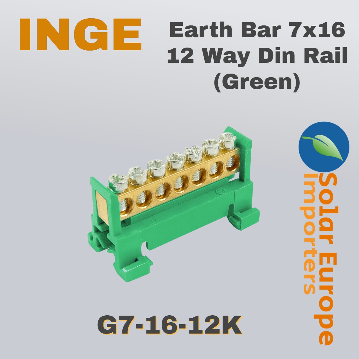 Earth Bar 7x16 12 Way Din Rail (Green) (G7-16-12K)