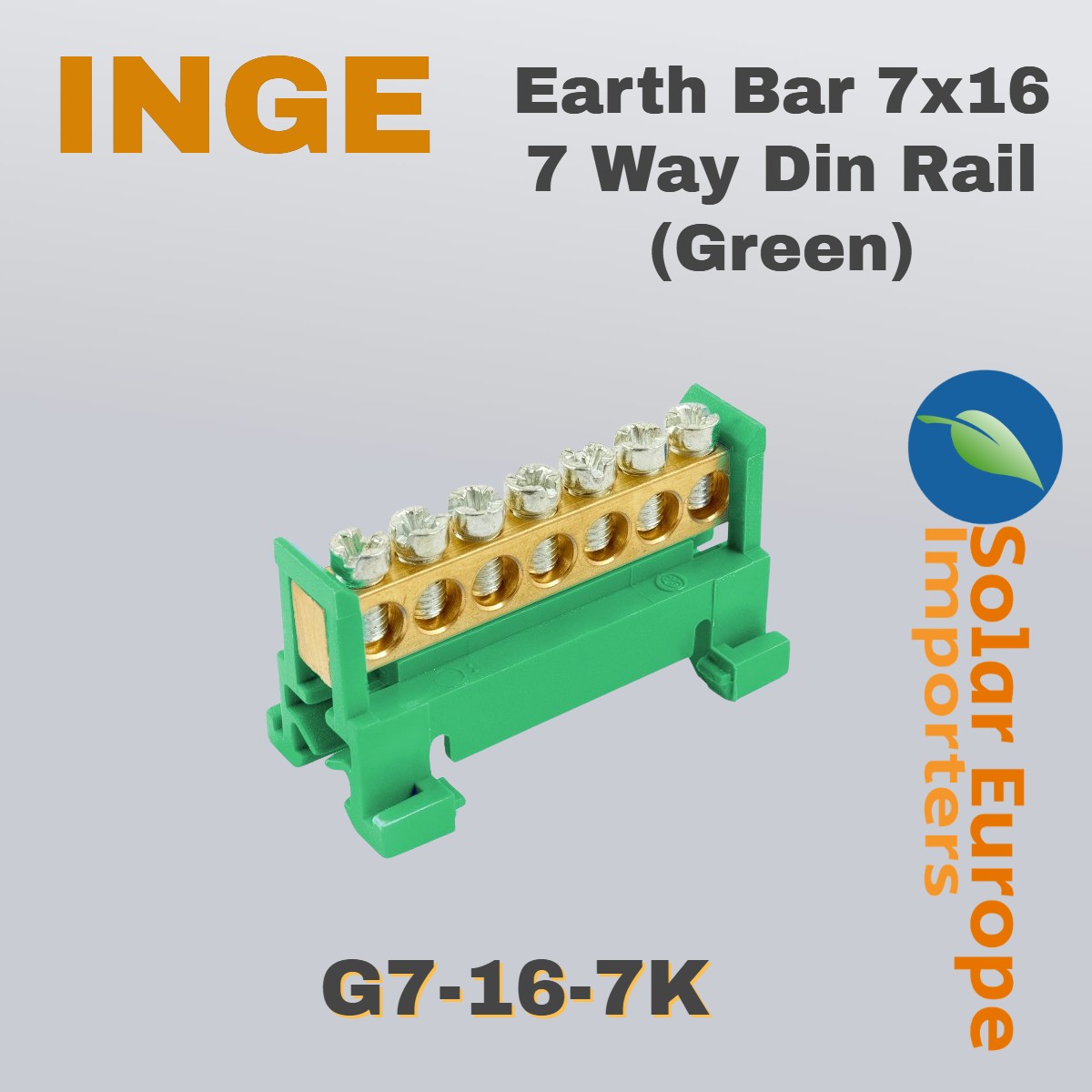 Earth Bar 7x16 7 Way Din Rail (Green) (G7-16-7K)