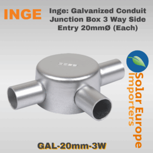 Inge: Galvanized Conduit Junction Box 3 Way Side Entry 20mmØ (Each) (GAL-20mm-3W)