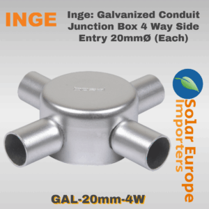 Inge: Galvanized Conduit Junction Box 4 Way Side Entry 20mmØ (Each) (GAL-20mm-4W)