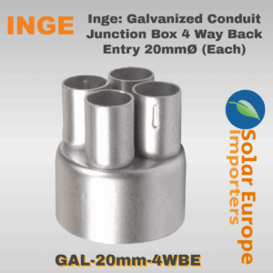 Inge: Galvanized Conduit Junction Box 4 Way Back Entry 20mmØ (Each) (GAL-20mm-4WBE)