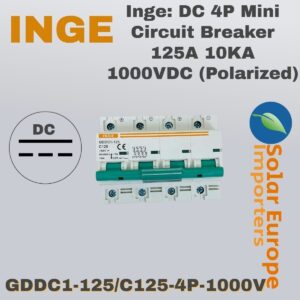 Inge: DC 4P Mini Circuit Breaker 125A 10KA 1000VDC (Polarized) (GDDC1-125/C125-4P-1000V)