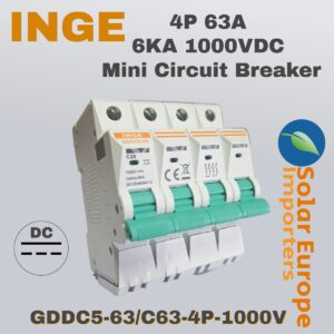 Inge: DC 4P Mini Circuit Breaker 63A 6KA 1000VDC (Non-Polarized) (GDDC5-63/C63-4P-1000V)
