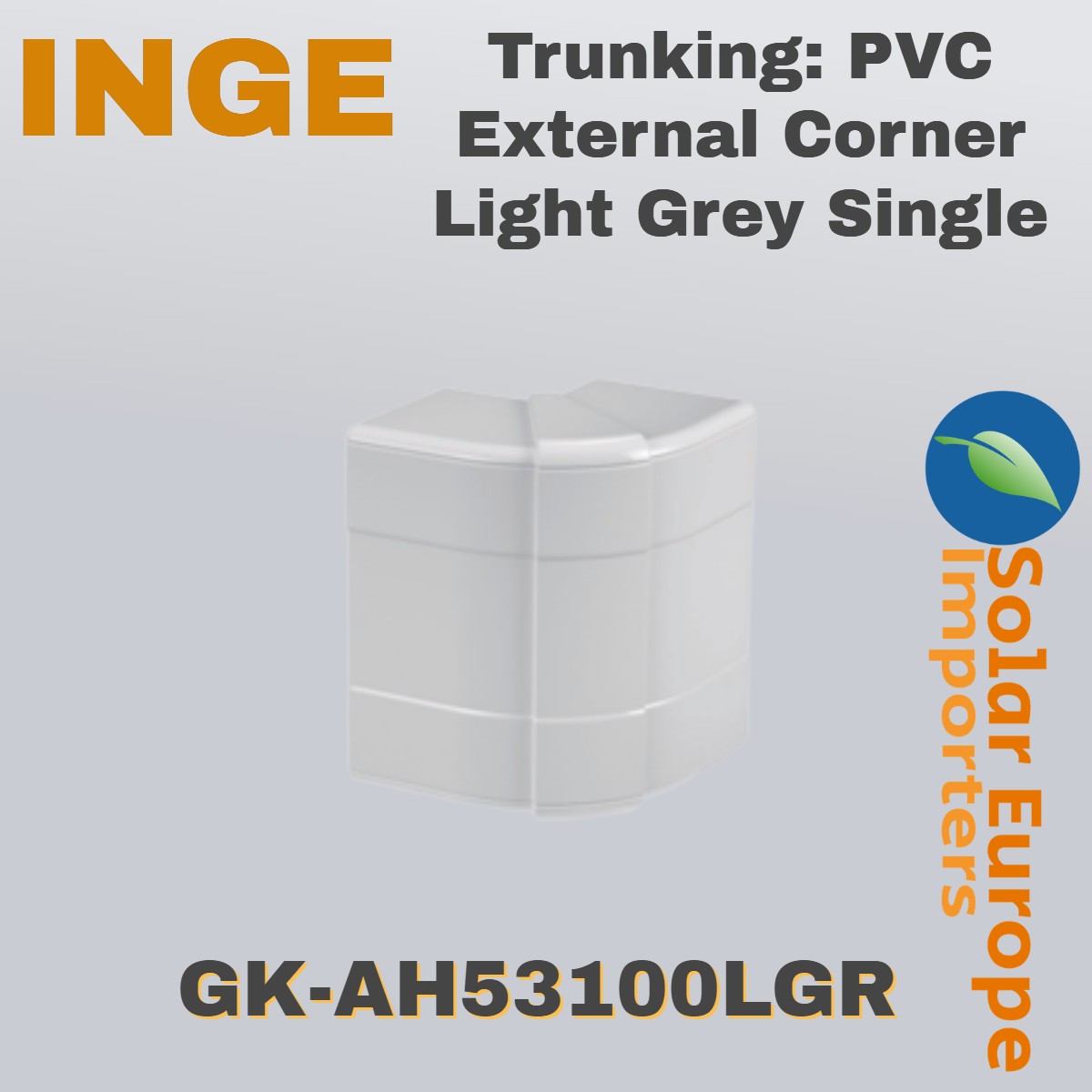 Trunking: PVC External Corner Light Grey Single (GK-AH53100LGR)