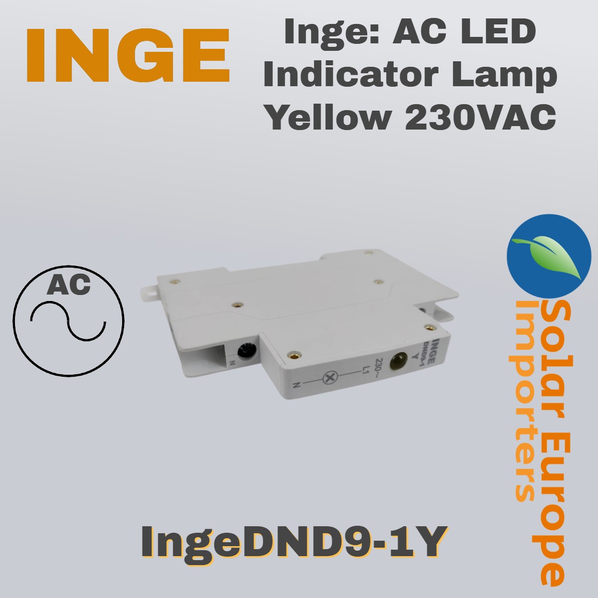 Inge: AC LED Indicator Lamp Yellow 230VAC (IngeDND9-1Y)