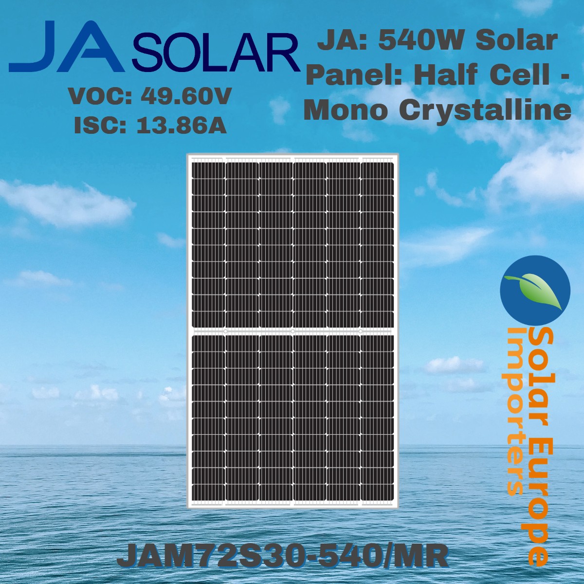 JA Solar Panel 540W Half Cell Mono Crystalline (JAM72S30-540/MR)