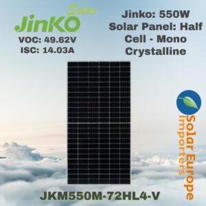Jinko: 550W Solar Panel Mono Crystalline Half Cell (JKM550M-72HL4-V)