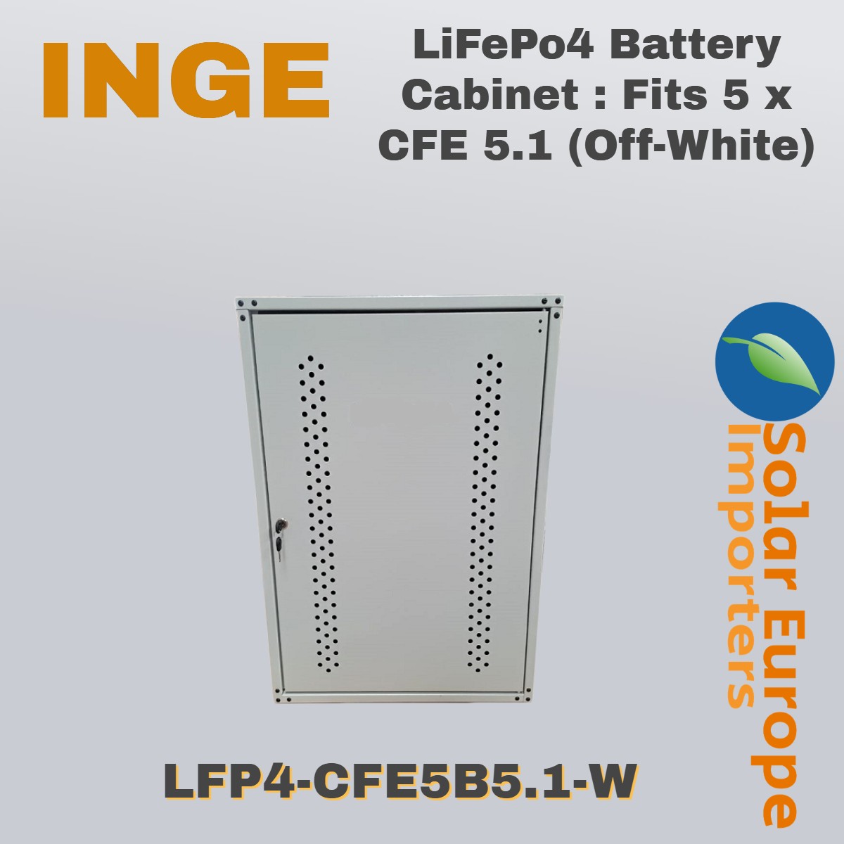 LiFePo4 Battery Cabinet : Fits 5 x CFE 5.1 (Off-White) (LFP4-CFE5B5.1-W)