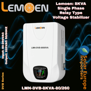 Lemoen: 8KVA Single Phase Relay Type Voltage Stabilizer Input: 80-260VAC Output: 220VAC 50/60HZ (LMN-DVB-8KVA-80/260)