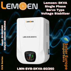 Lemoen: 8KVA Single Phase Servo Type Voltage Stabilizer Input: 80-260VAC Output: 220VAC 50/60HZ (LMN-SVB-8KVA-80/260)