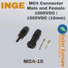 MC4 Connector Male and Female 1000VDC (10mm) (MC4-10)