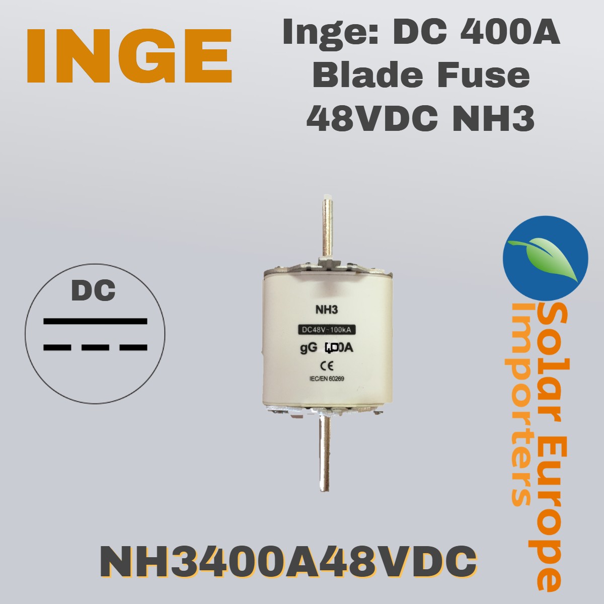 Inge: DC 400A Blade Fuse 48VDC NH3 (NH3400A48VDC)