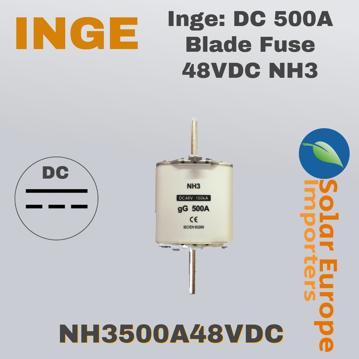 Inge: DC 500A Blade Fuse 48VDC NH3 (NH3500A48VDC)