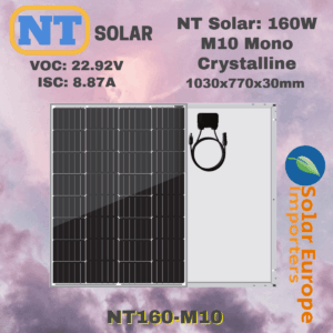 NT Solar: 160W M10 Mono Crystalline - VOC: 22.92V / ISC: 8.87A (NT160-M10)