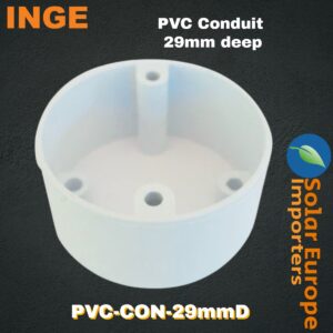 Inge: PVC Conduit Round Wall Box 29mm deep (Each) (PVC-CON-29mmD)