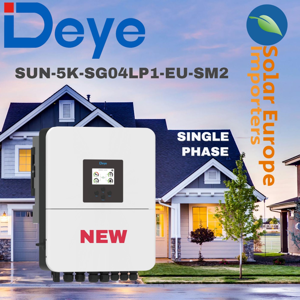 Deye: 5Kw Single Phase Hybrid Inverter (NEW) - VOC: 500V Battery: 48V CT&WIFI Incl (SUN-5K-SG04LP1-EU-SM2)