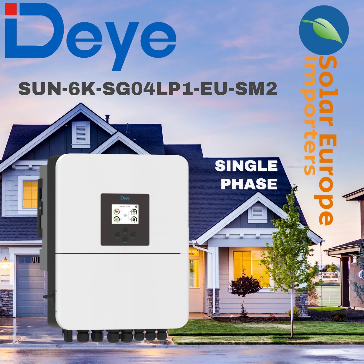 Deye: 6Kw Single Phase Hybrid Inverter - VOC: 500V Battery: 48V CT&WIFI Incl (SUN-6K-SG04LP1-EU-SM2)