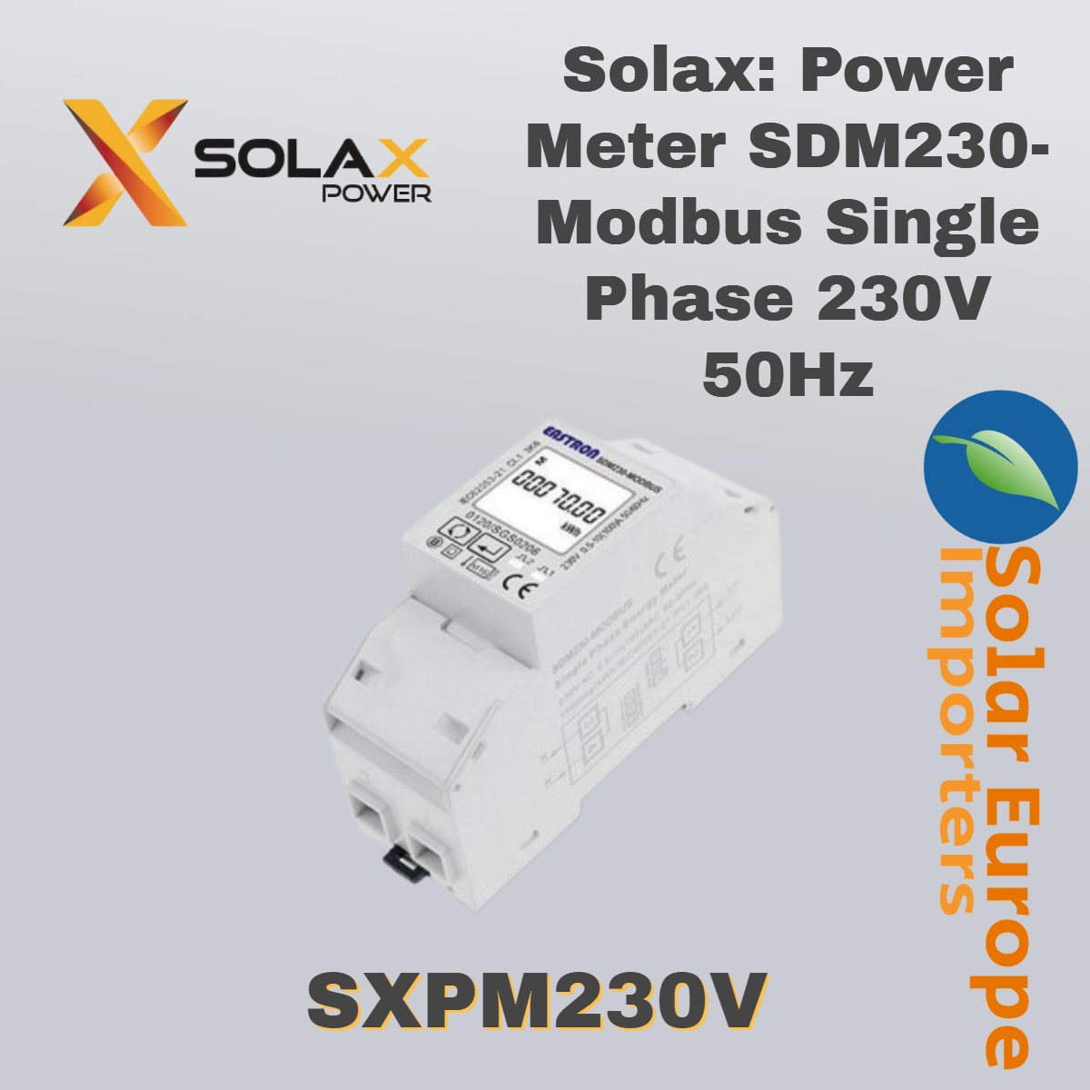 Solax: Power Meter SDM230-Modbus Single Phase 230V 50Hz (SXPM230V)
