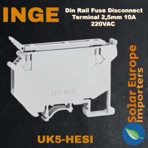 Inge: Din Rail Fuse Disconnect Terminal 10A 220VAC (Use 5x25mm RO55 AC Fuse) (UK5-HESI)