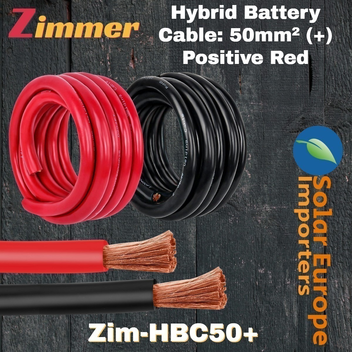 Zimmer: Hybrid Battery Cable: 50mm² (+) Positive (Red) (PER METER) (Zim-HBC50+)