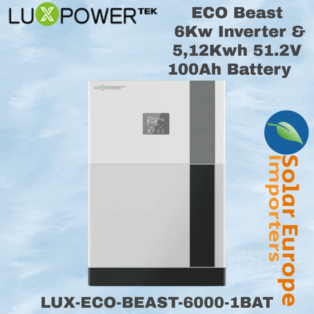 Lux Power: ECO Beast All-In-One Stack - 6Kw Inverter & 5.12Kwh 51.2V 100Ah Battery (LUX-ECO-BEAST-6000-1BAT)