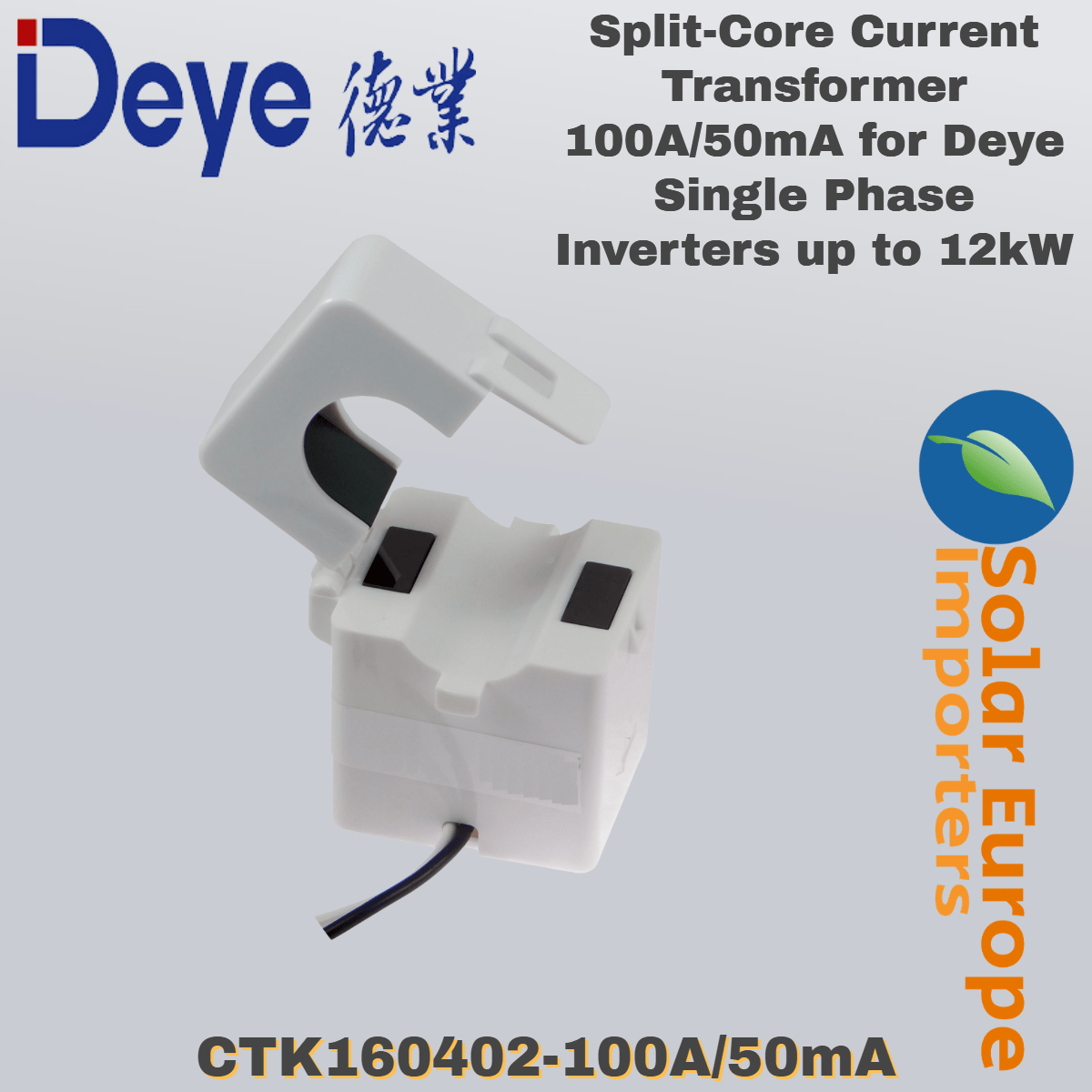 Deye: Split-Core Current Transformer 100A/50mA for Deye Single Phase Inverters up to 12kW (CTK160402-100A/50mA)